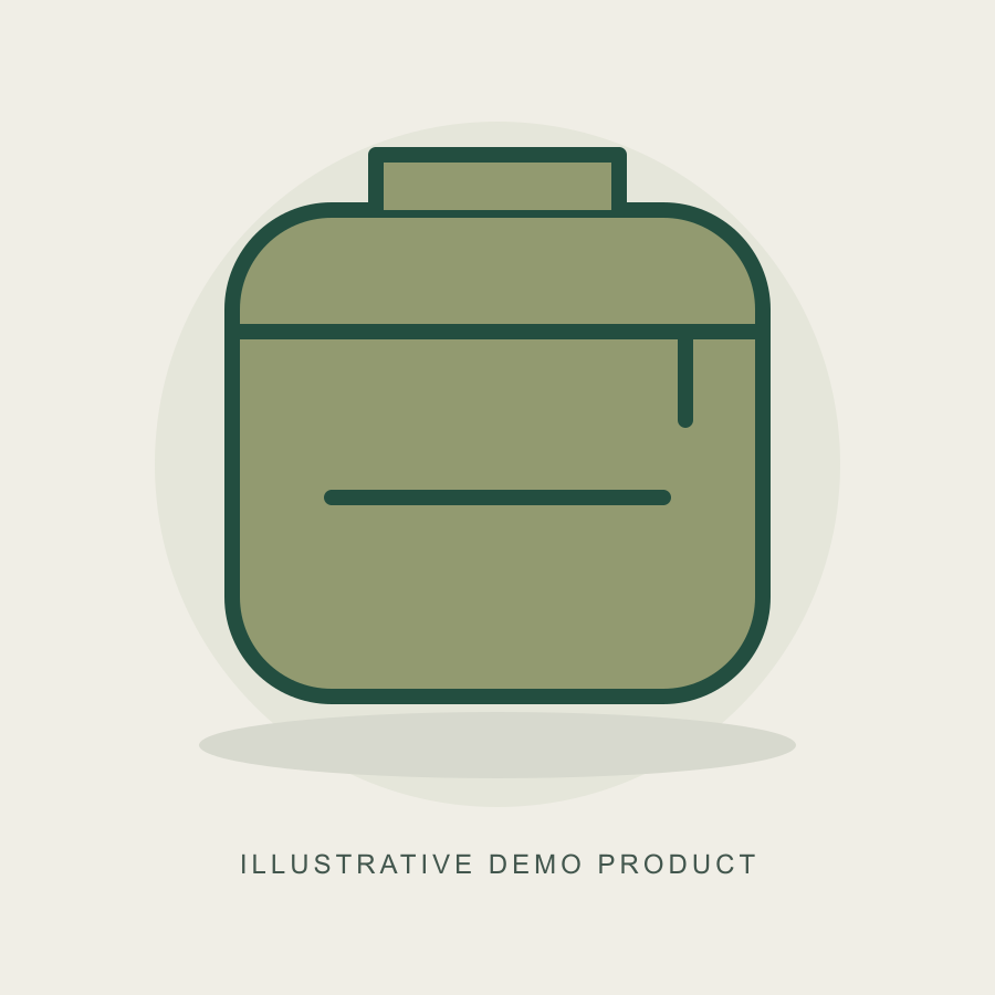 Illustrative demo concept: Compact Travel Organiser. Not actual supplier inventory.