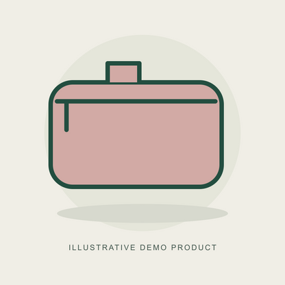 Illustrative demo concept: Travel Toiletry Pouch. Not actual supplier inventory.