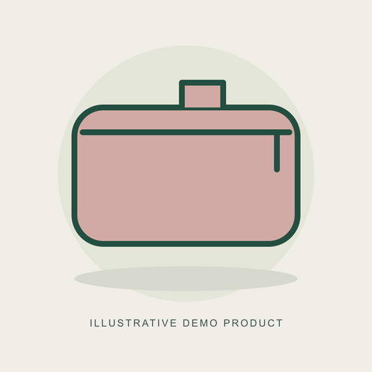 Illustrative demo concept: Travel Toiletry Pouch. Not actual supplier inventory.